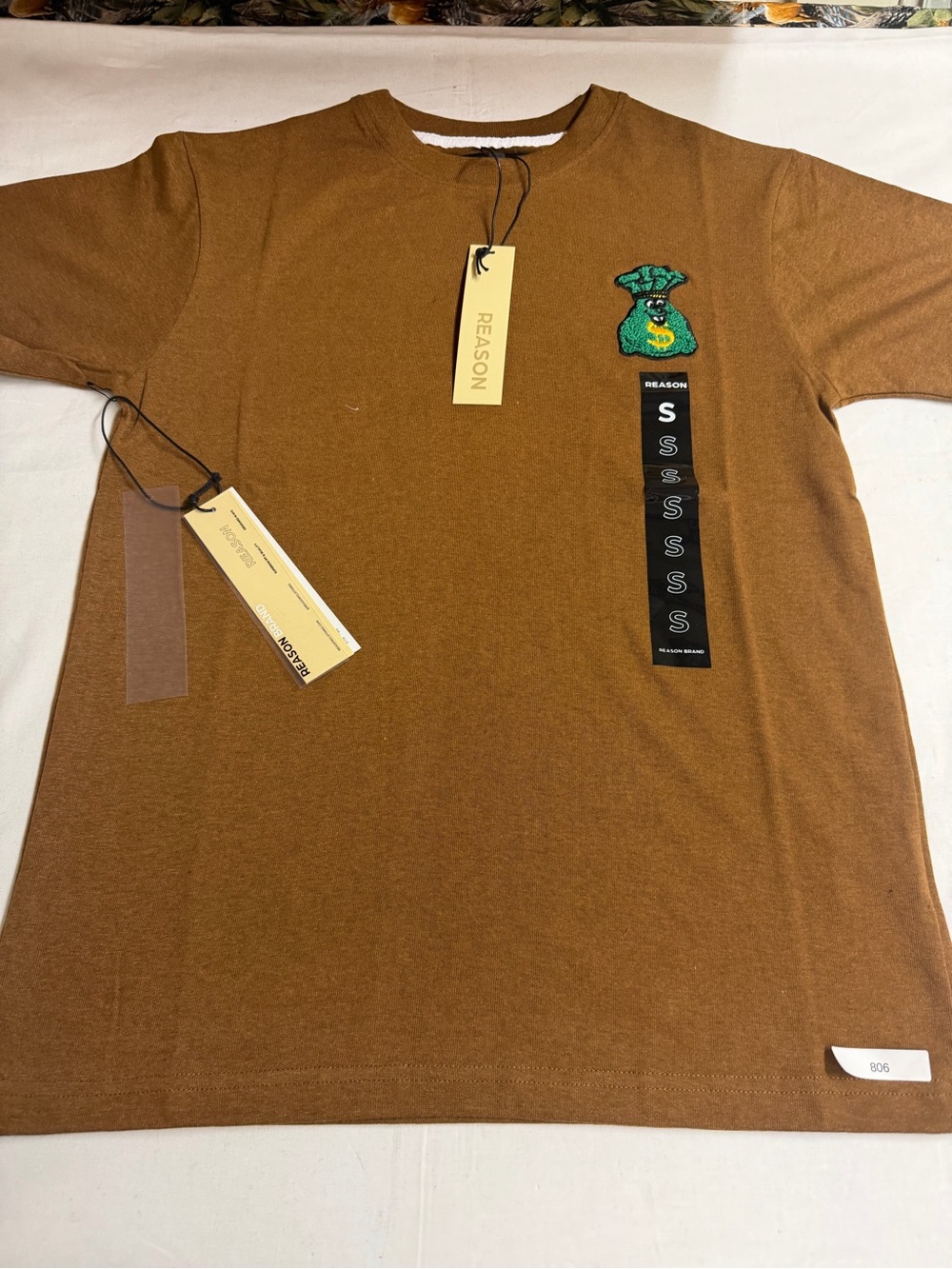 Reason Brown Short-Sleeve Tee with Green Money-Bag Patch